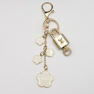 Authentic Louis Vuitton Lock & Key with Unbranded Flower Charm, Keychain